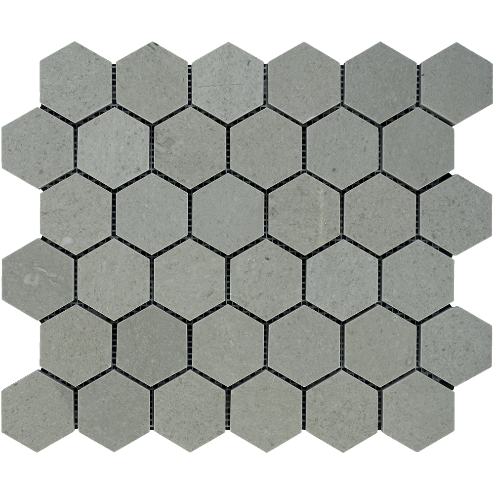 Tao Gray Marble Mosaic - 2" Hexagon Polished