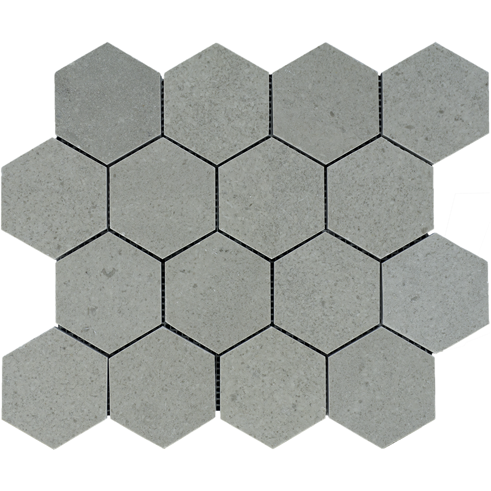Tao Gray Marble Mosaic - 3" Hexagon Polished