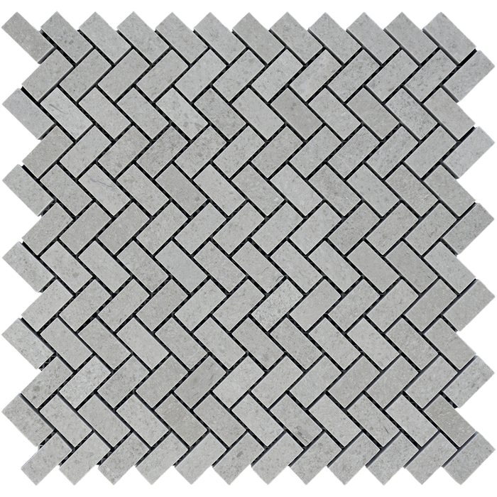 Tao Gray Marble Mosaic - 5/8" x 1 1/4" Mini Herringbone Polished