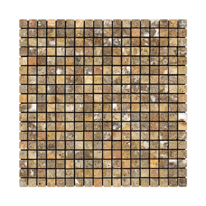 Scabos Travertine Mosaic - 5/8" x 5/8" Tumbled