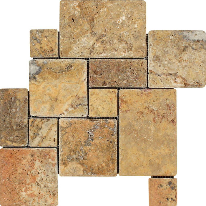 Scabos Travertine Mosaic - Opus Mini Pattern Tumbled