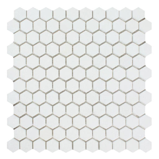 Thassos White Marble Mosaic - 1" Hexagon Honed