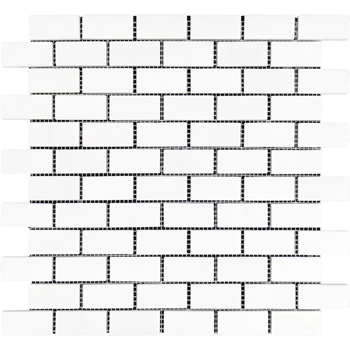 Thassos White Marble Mosaic - 1" x 2" Brick Polished