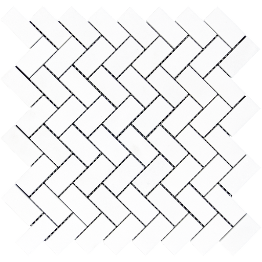 Thassos White Marble Mosaic - 1" x 2" Herringbone Polished