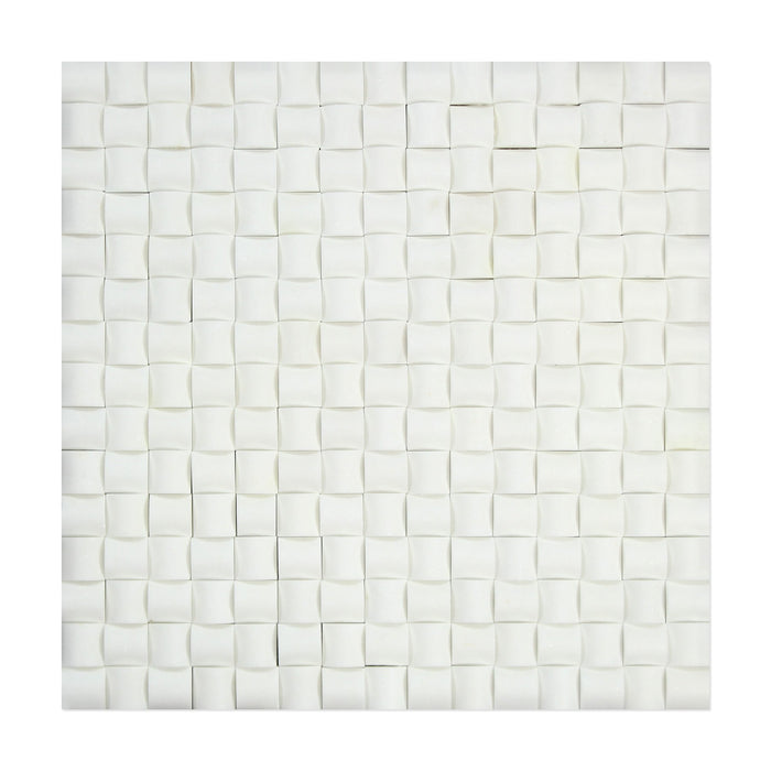 Thassos White Marble Mosaic - 3D Small Bread Polished