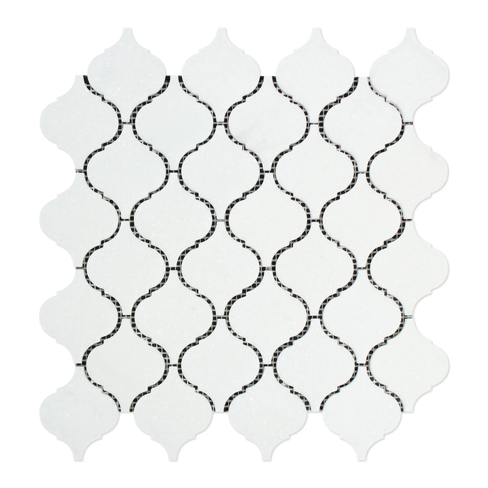 Thassos White Marble Mosaic - 3" Arabesque Polished