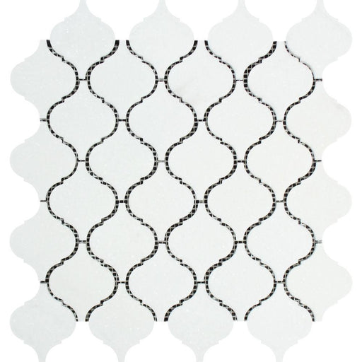 Thassos White Marble Mosaic - 2" Arabesque Polished