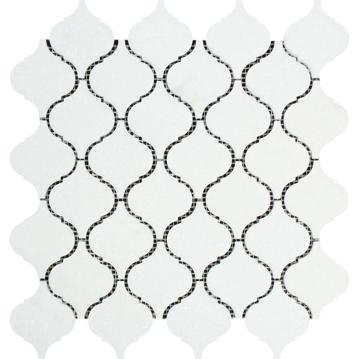 Thassos White Marble Mosaic - 2" Arabesque Polished