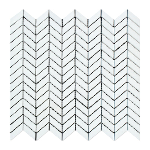 Thassos White Marble Mosaic - Mini Chevron Polished