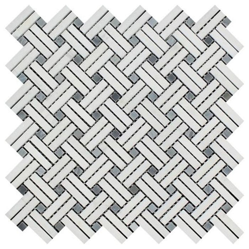 Thassos White Marble Mosaic - Stanza with Gray Dots Polished