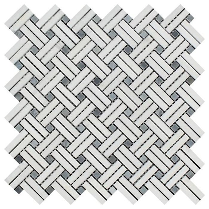 Thassos White Marble Mosaic - Stanza with Gray Dots Polished