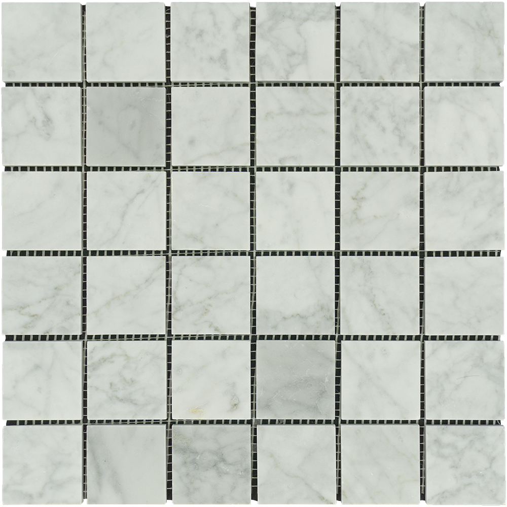 White Carrara Marble Mosaic - 2" x 2" Polished