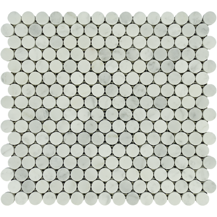 White Carrara Marble Mosaic - Penny Round Polished