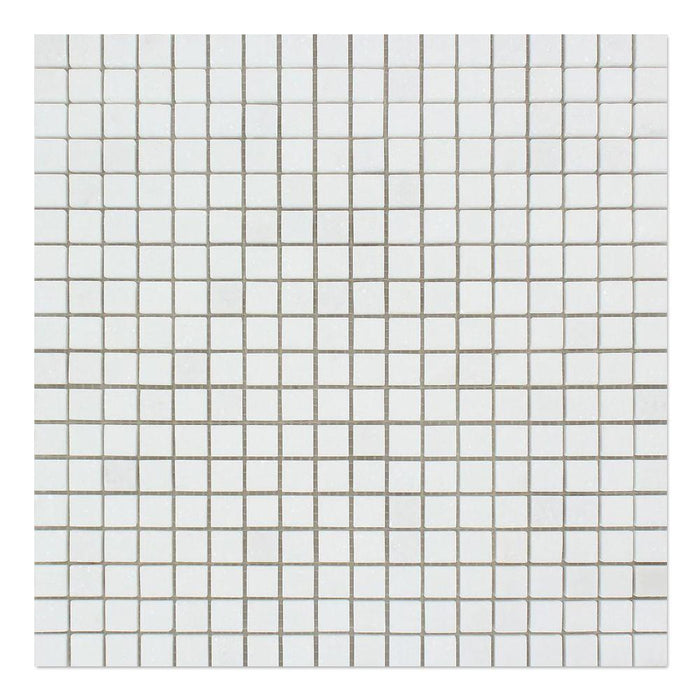 Thassos White Marble Mosaic - 5/8" x 5/8" Honed