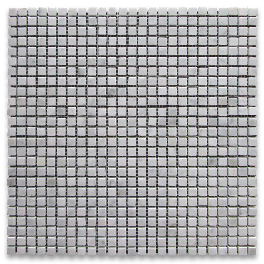 White Carrara Marble Mosaic - 3/8" x 3/8" Polished