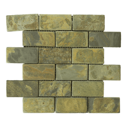 California Gold Slate Mosaic - 2" x 4" Brick Tumbled