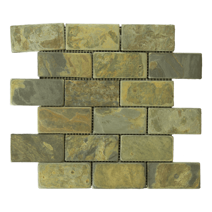 California Gold Slate Mosaic - 2" x 4" Brick Tumbled