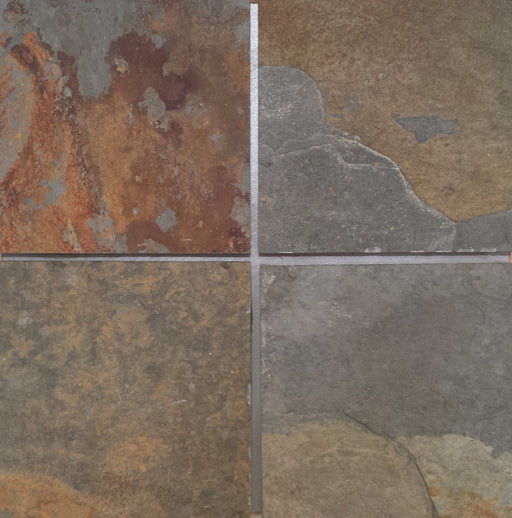 Full Tile Sample - China Multi Color Slate Tile - 16" x 16" x 3/8" - 1/2" Natural Cleft Face, Gauged Back