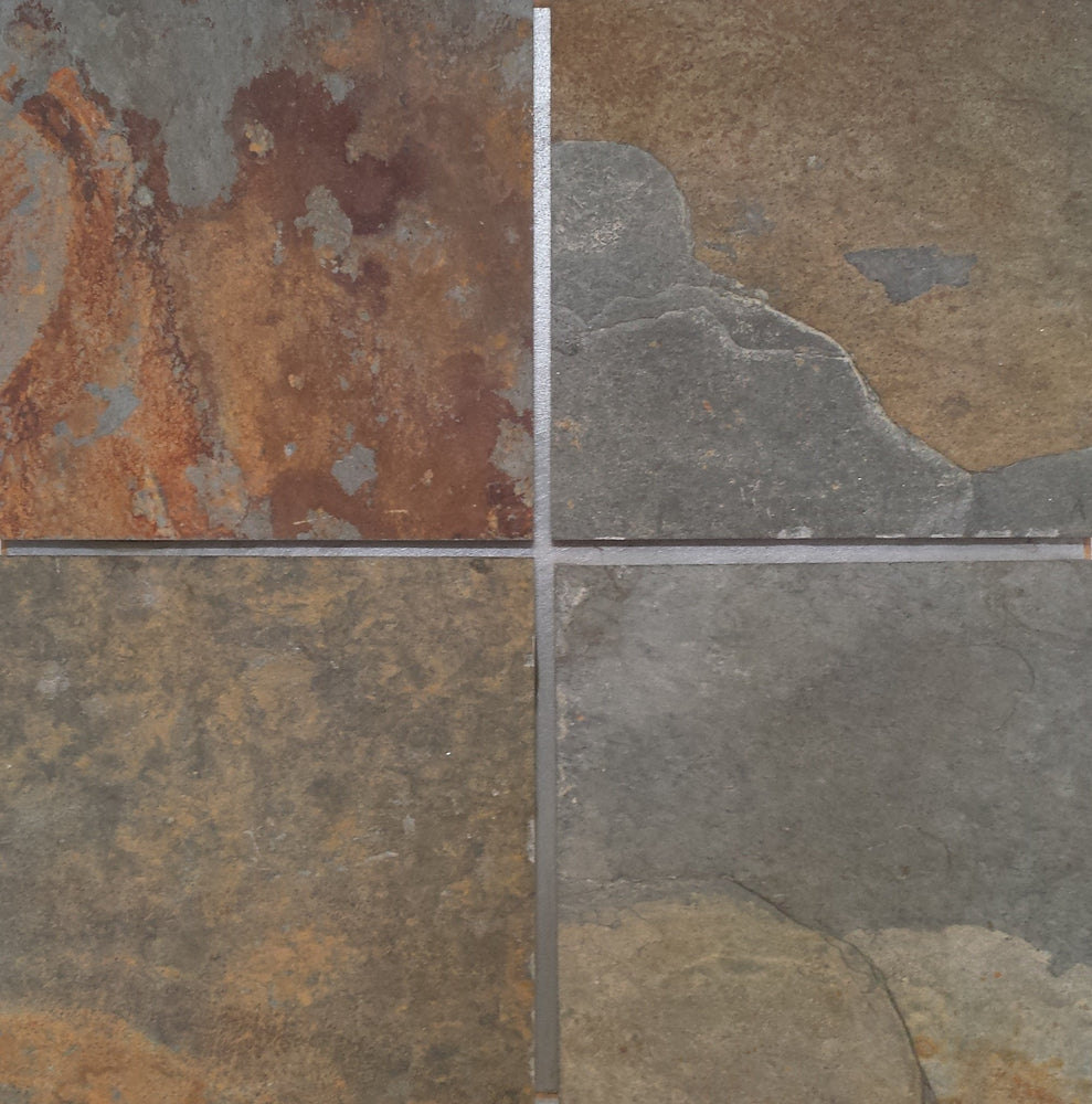 China Multi Color Slate Tile - 16" x 16" x 3/8" - 1/2" Natural Cleft Face, Gauged Back