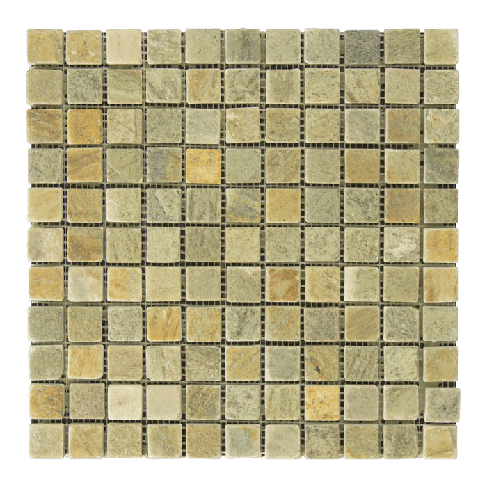 Amber Gold Quartzite Mosaic - 1" x 1" Tumbled