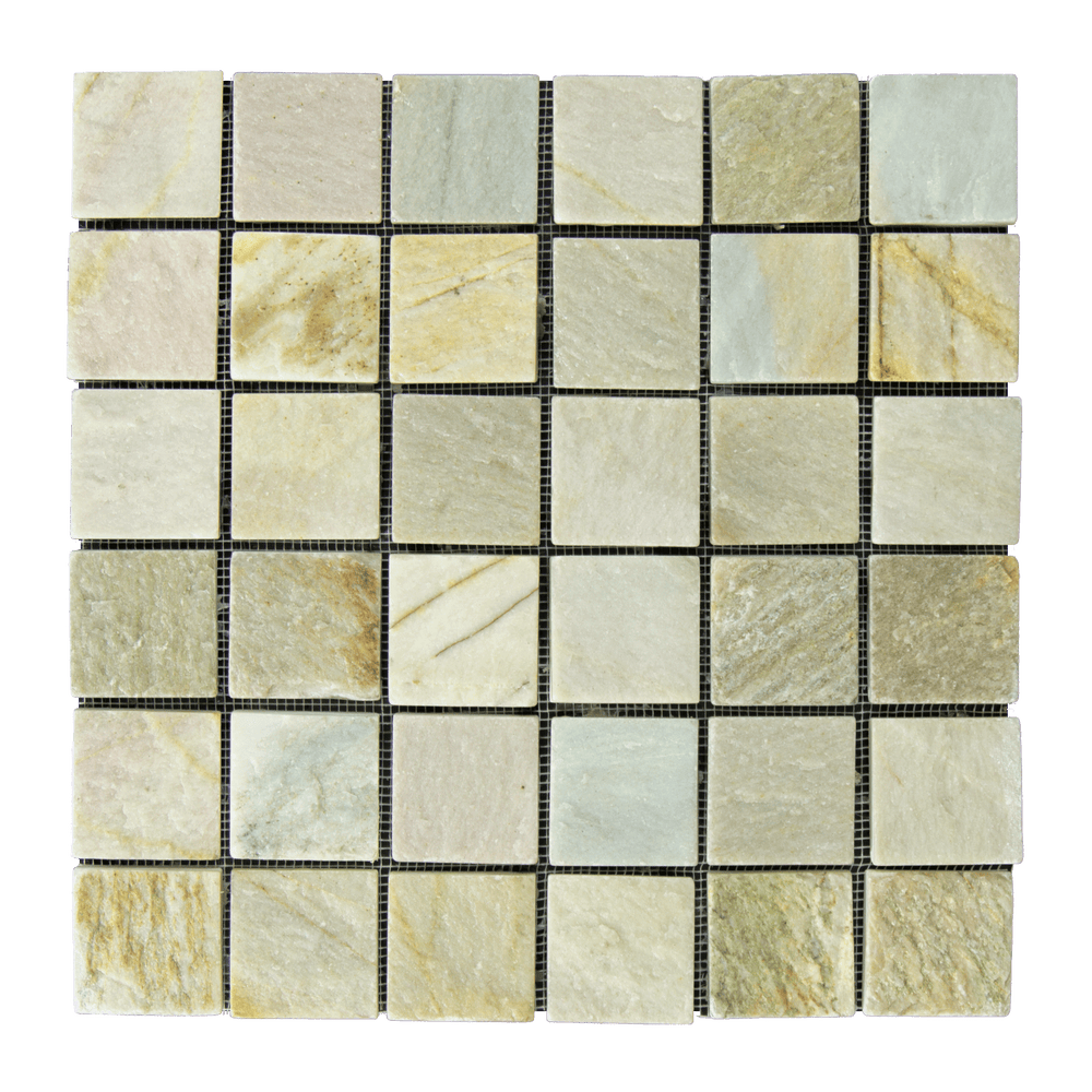 Amber Gold Quartzite Mosaic - 2" x 2" Tumbled
