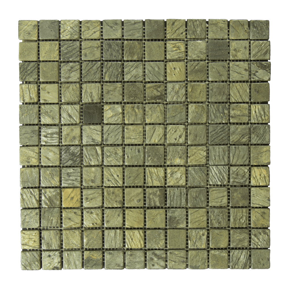 Gold Green Slate Mosaic - 1" x 1" Tumbled