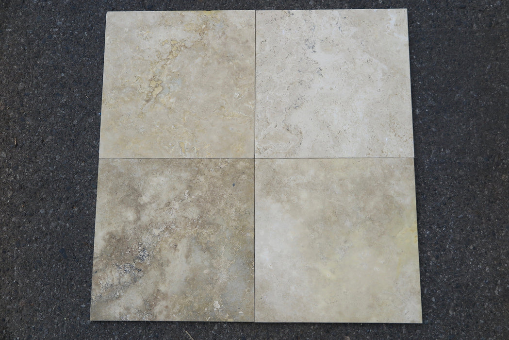 Golden Sienna Travertine Tile - 12" x 12" x 3/8" 