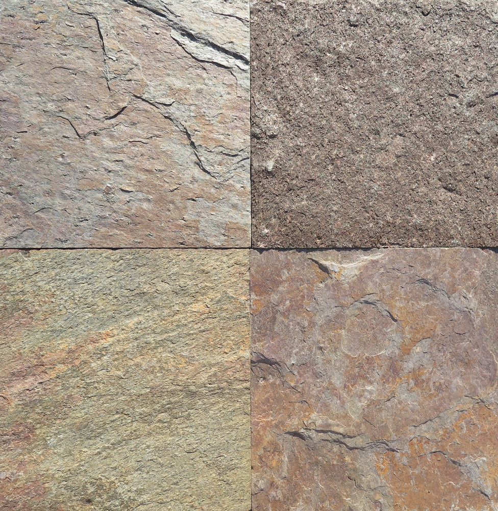 Full Tile Sample - Golden Slate Tile - 12" x 12" x 3/8" - 5/8'' Natural Cleft Face & Back