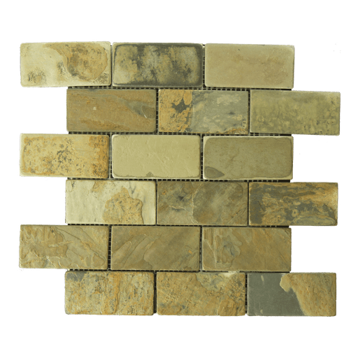 Autumn Slate Mosaic - 2" x 4" Brick Tumbled