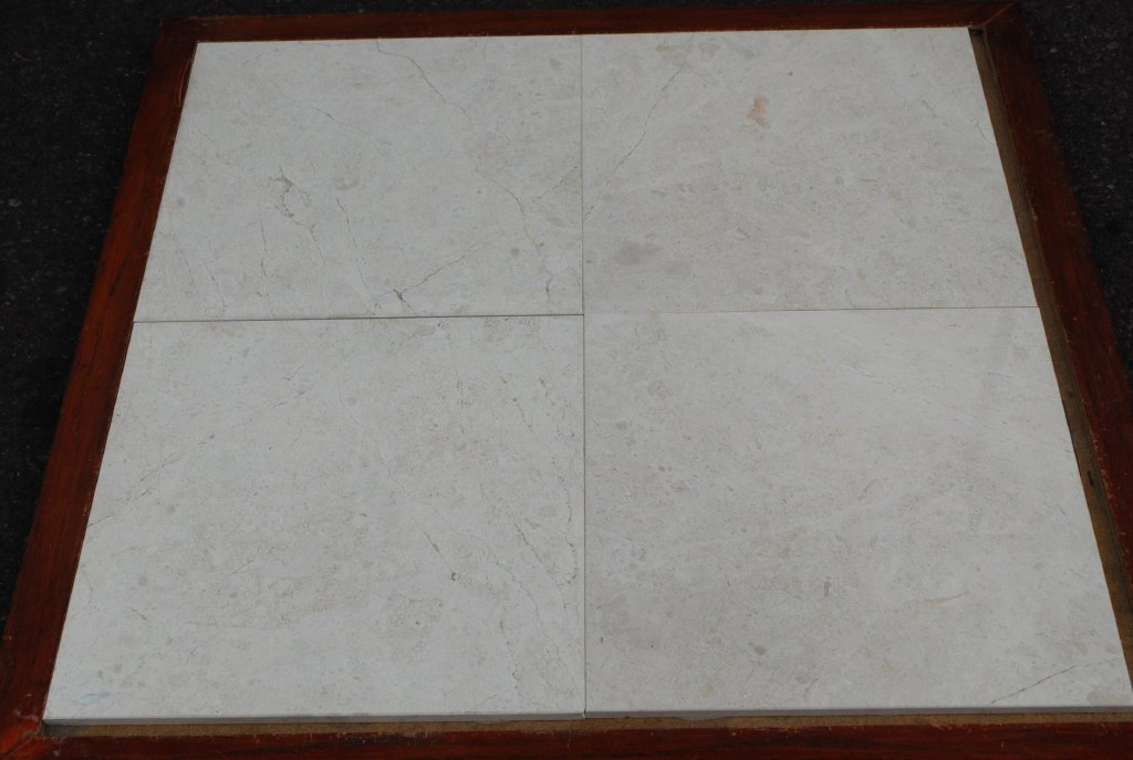 Polished Ivory Cream Marble Tile - 16" x 16" x 1/2"