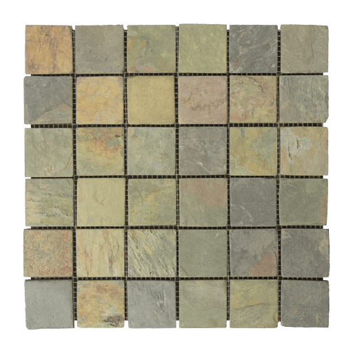 Multi Color Classic Slate Mosaic - 2" x 2" Tumbled