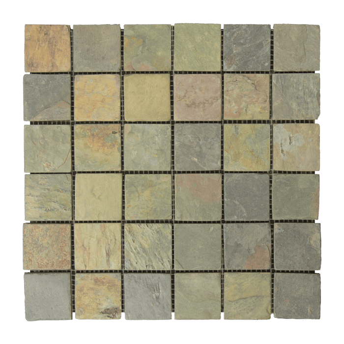 Multi Color Classic Slate Mosaic - 2" x 2" Tumbled