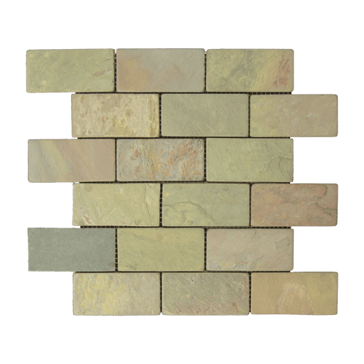 Multi Color Classic Slate Mosaic - 2" x 4" Brick Tumbled