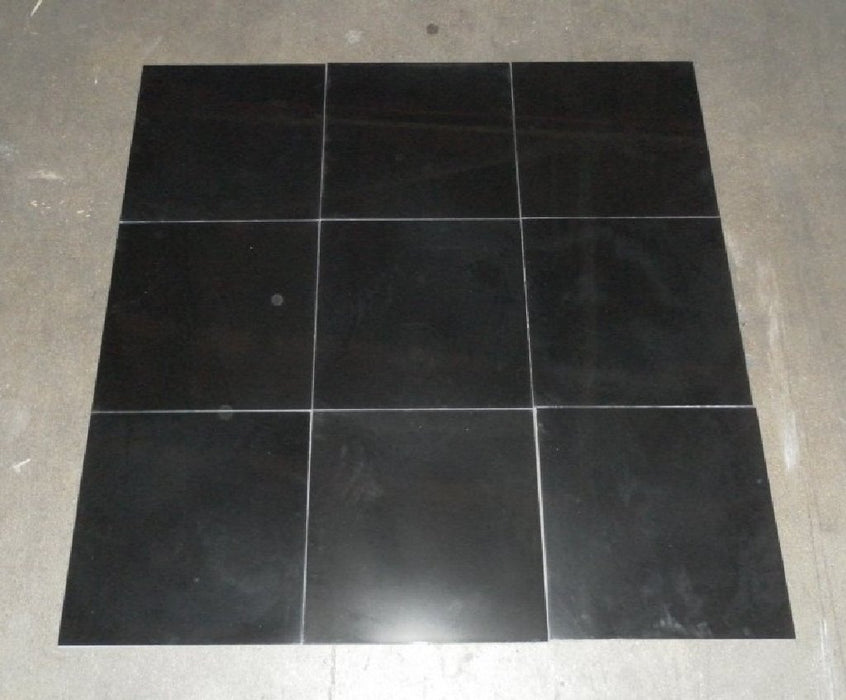 Polished Negro Oriental Absolute Marble Tile - 12" x 12" x 3/8" 