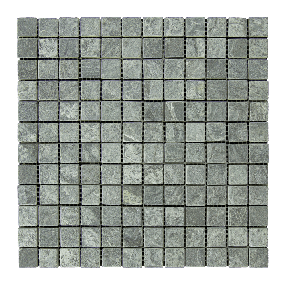 Ostrich Gray Slate Mosaic - 1" x 1" Tumbled