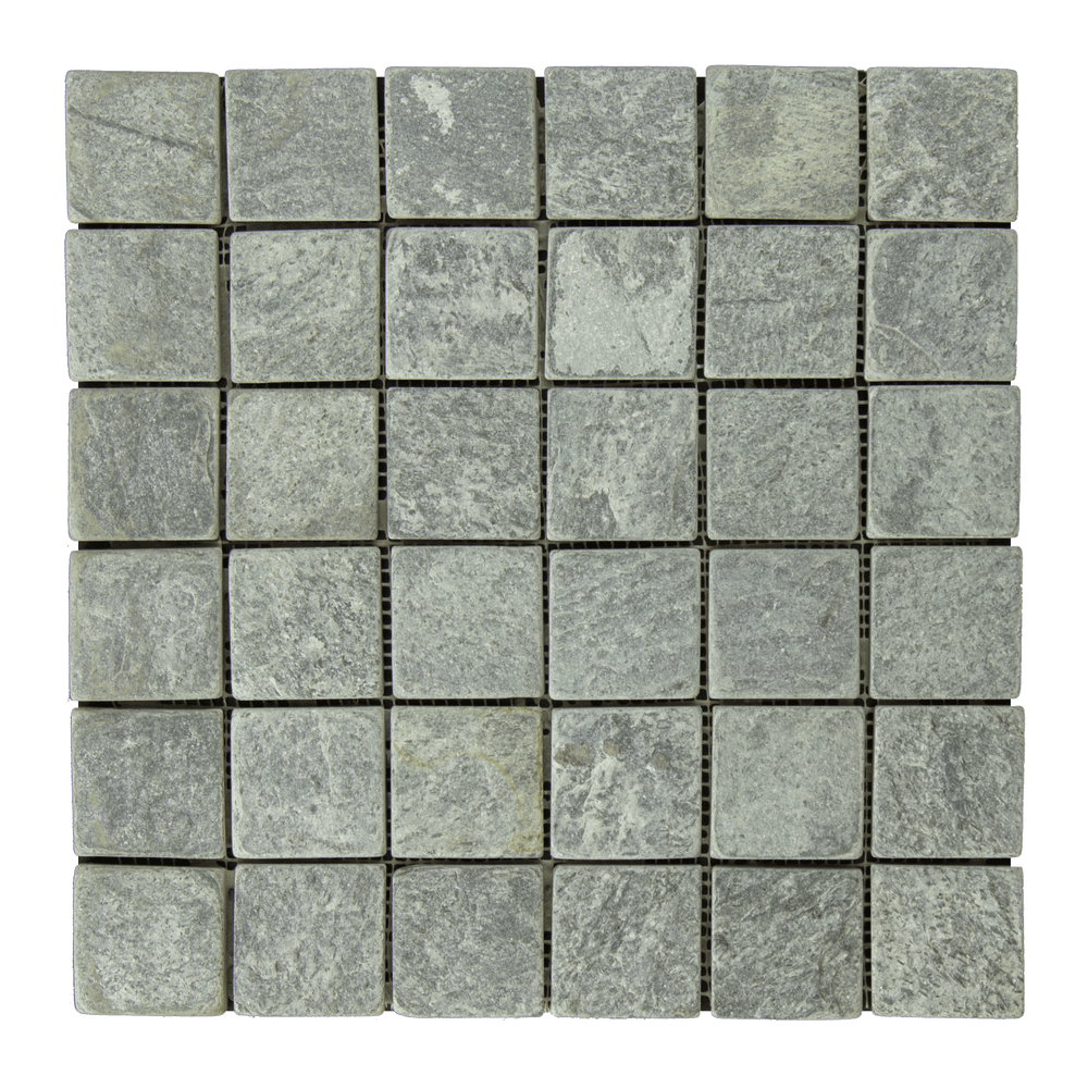 Ostrich Gray Slate Mosaic - 2" x 2" Tumbled