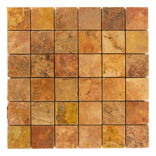 Rojo Travertine Mosaic - 2" x 2" Tumbled