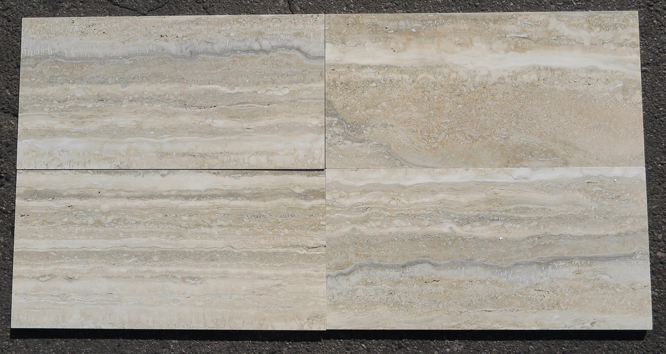 Silver Travertine Tile - 12" x 24" x 1/2"