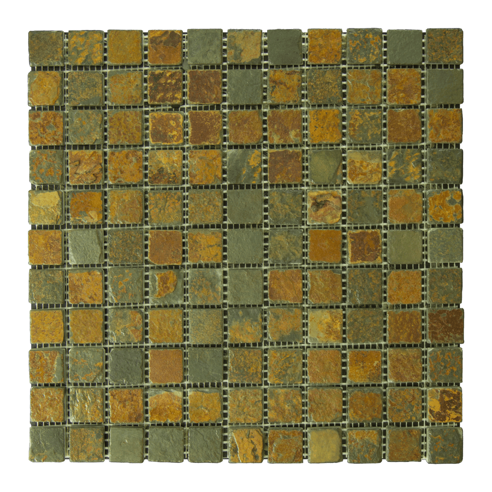 China Multi Color Slate Mosaic - 1" x 1" Tumbled