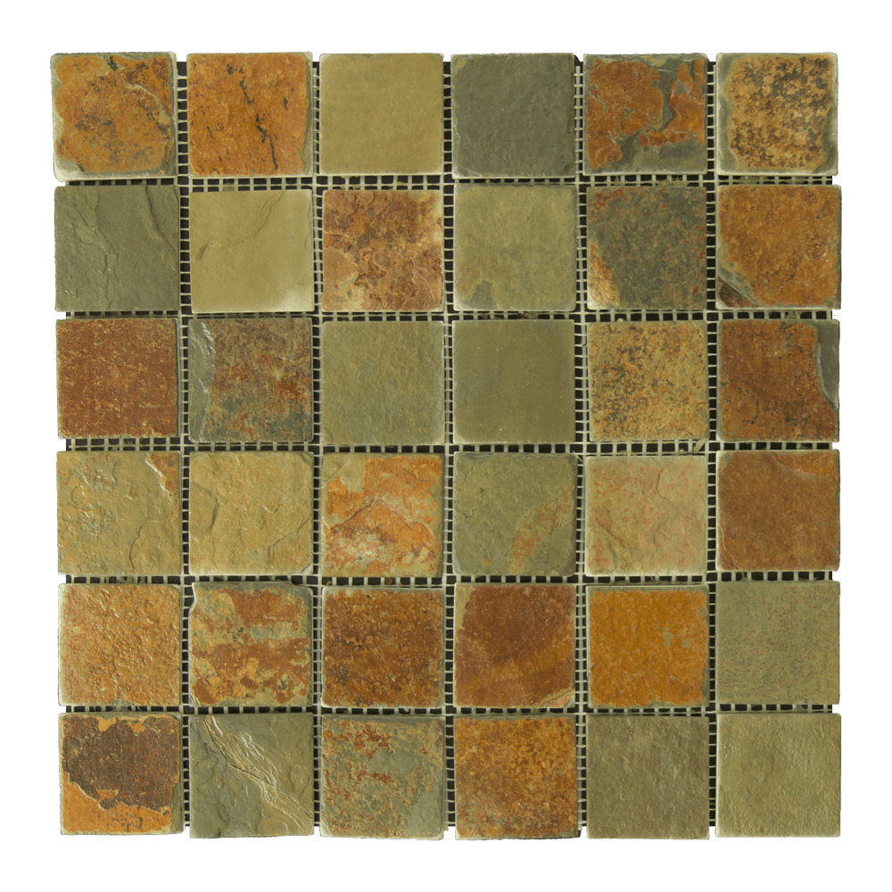 China Multi Color Slate Mosaic - 2" x 2" Tumbled