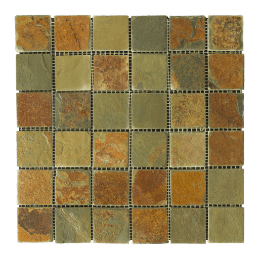 China Multi Color Slate Mosaic - 2" x 2" Tumbled
