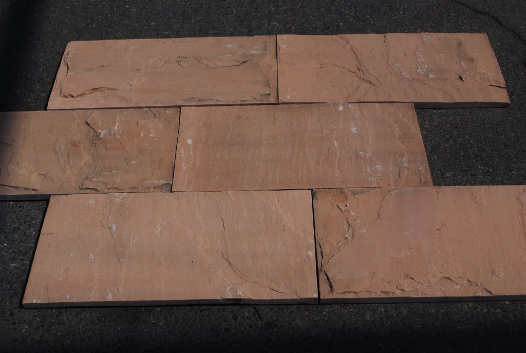 Tea Rose Sandstone Tile Natural Cleft Face, Gauged Back