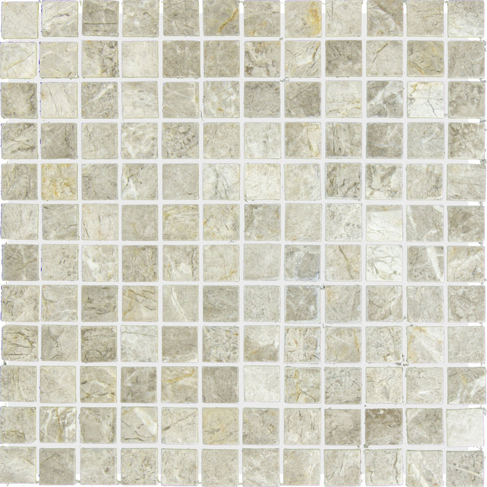Tundra Gray Marble Mosaic - 1" x 1" Tumbled