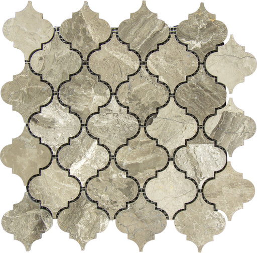 Tundra Gray Marble Mosaic - 3" Arabesque Polished
