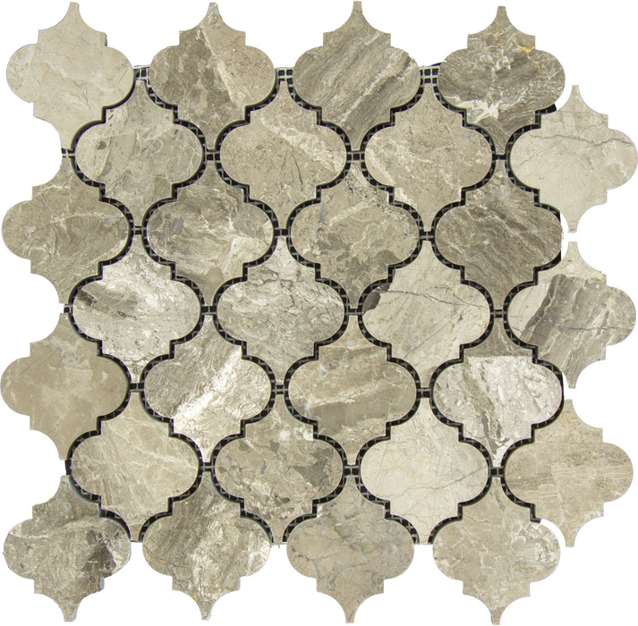 Tundra Gray Marble Mosaic - 3" Arabesque Polished