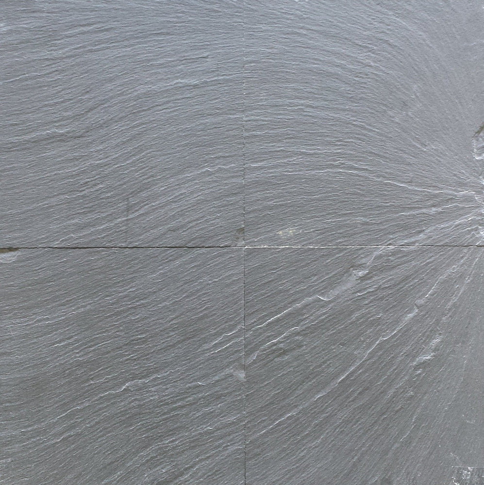 Full Tile Sample - Vermont Black A Grade Slate Tile - 12" x 12" x 1/4" Natural Cleft Face, Gauged Back