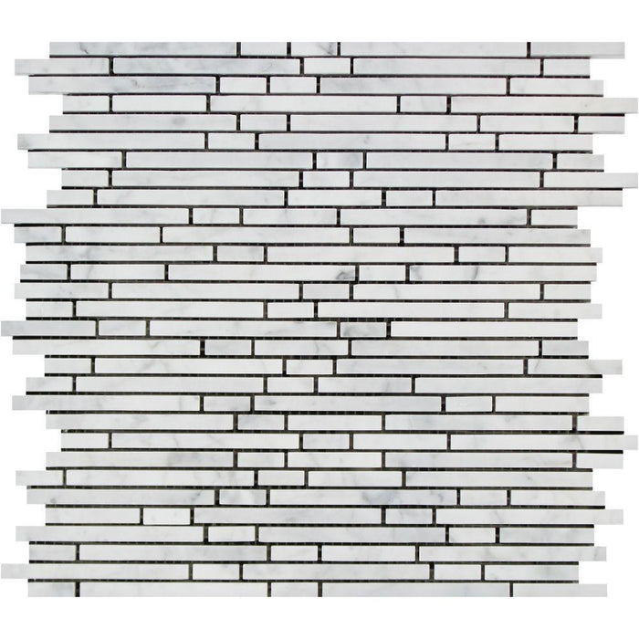 White Carrara Marble Mosaic - Bamboo Sticks Polished